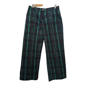 The Kit by Daniel Vosovic teal blue plaid wide leg pants Tracee pant